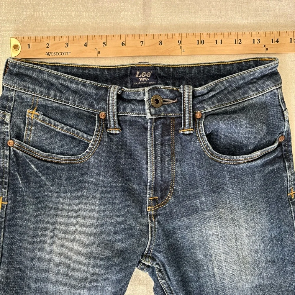 Lee‎ 101+ Heritage Jeans Hair-on-Hide Leather Patch  Blue Tonal Stitch size 29 - Picture 12 of 16